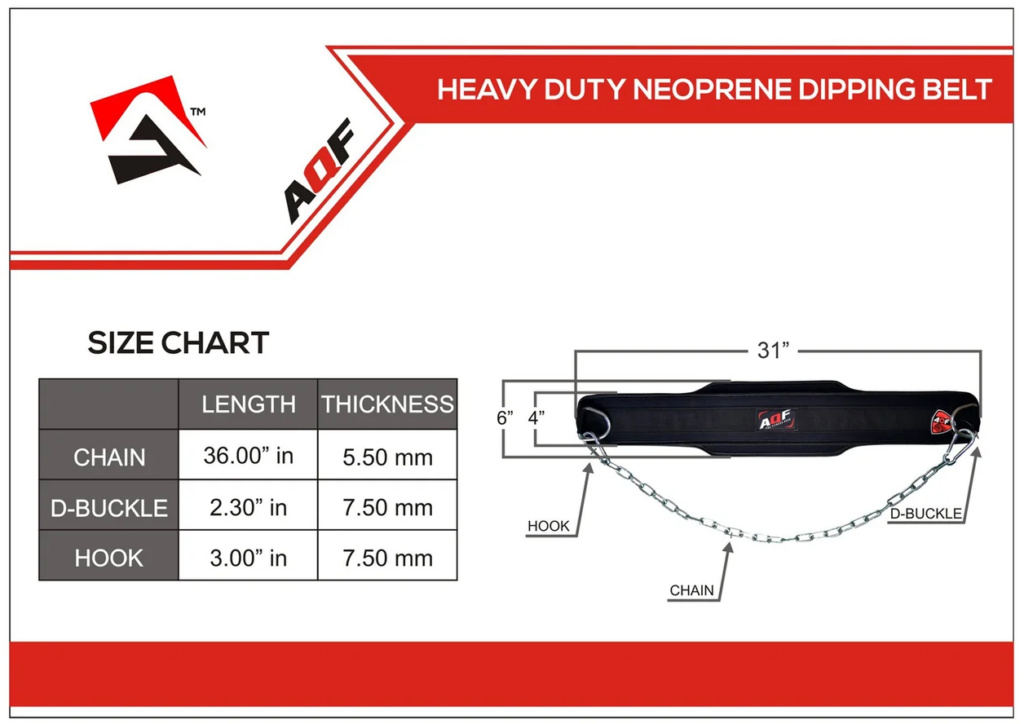 Heavy Duty Neoprene Dipping Belt Size and Other Stats